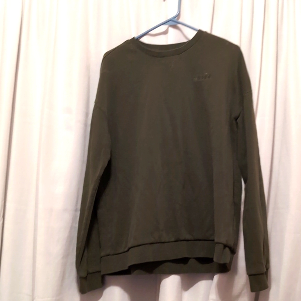 Olive Green Diadora Crew Neck Sweatershirt, Medium